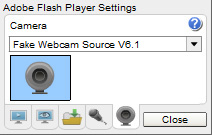 CAM4 Webcam: Select 'Fake Webcam Source' from the dropdown list and click 'Close'.