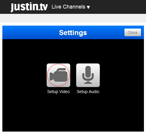 Justintv Webcam: 4 - Click on 'Setup Video' icon.