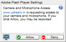 Ustreamtv Webcam: 2 - Click the 'Allow' button.