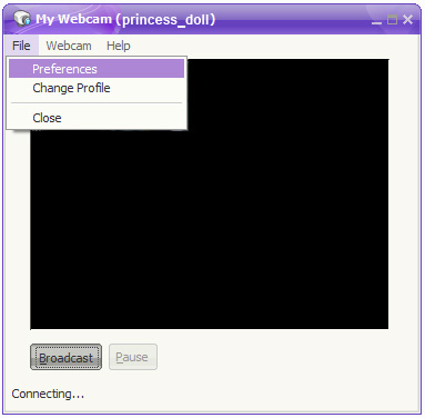 Yahoo Webcam: 2 - Now click on 'Preferences' from 'File' menu.